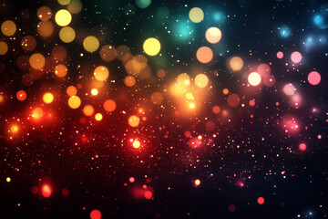 Poster - A chaotic mix of red, green, and yellow bokeh lights,