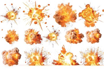 Poster - Fire sparks and flames on a white background