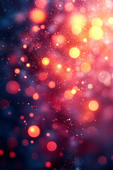Poster - A lively composition of small, bright red and yellow bokeh dots,