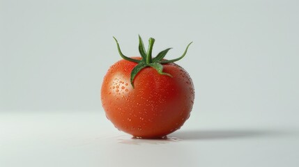 Poster - A juicy tomato sits alone on a white surface