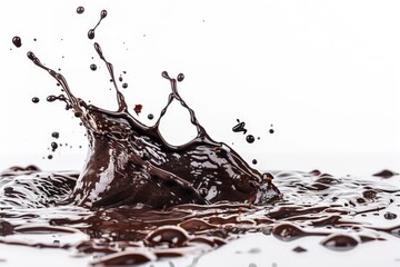 Wall Mural - A messy splat of melted chocolate on a clean white surface