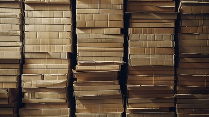 Wall Mural - A pile of cardboard boxes stacked high, ideal for storage or moving