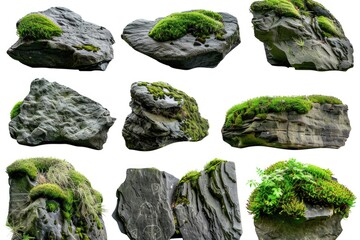 Aufkleber - A close-up shot of a stack of rocks covered in green moss