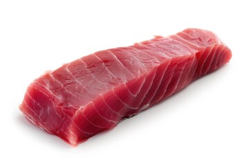 Poster - Fresh raw tuna sashimi-style on a clean white surface, ideal for food photography or culinary inspiration