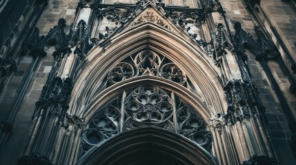 Canvas Print - Intricate Gothic architecture featuring detailed stonework and ornate designs.