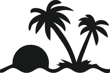 Wall Mural - palm tree and sun logo logo design