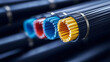 © Blue_Utilities - Detailed view of fiber optic cable ends in various colors