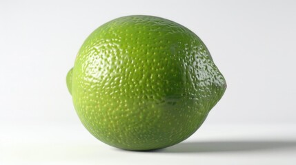 Poster - A close-up shot of a single lime sitting on a white surface, ready for use or decoration