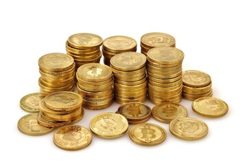 Poster - A pile of gold coins stacked on top of each other, perfect for use in financial or economic illustrations