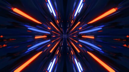 Poster - The background of the illustration is futuristic sci-fi techno lights