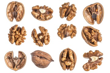 Poster - A cluster of walnuts placed on a clean white surface