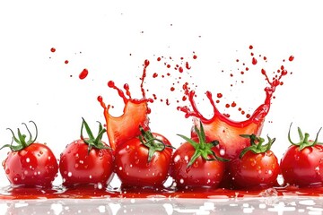 Canvas Print - Fresh tomatoes with a splash of tomato sauce