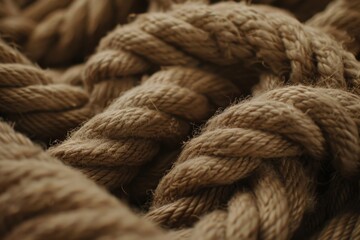 Poster - A detailed view of rope coils on a wooden surface