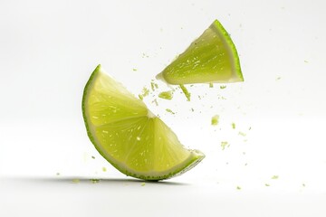 Poster - Fresh lime slice drops from above