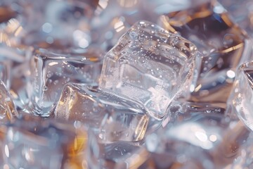 Poster - A pile of ice cubes stacked on top of each other, great for use in winter or cold-themed illustrations