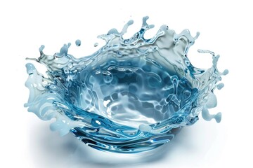 Poster - A glass bowl filled with water that is splashing out due to movement or disturbance