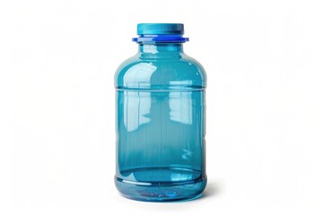 Canvas Print - A blue water bottle placed on a white surface, perfect for still life photography or as a prop in various settings