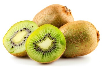 Poster - Three kiwifruit halves on a clean white background