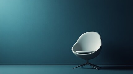 Wall Mural - A white chair is sitting in front of a blue wall