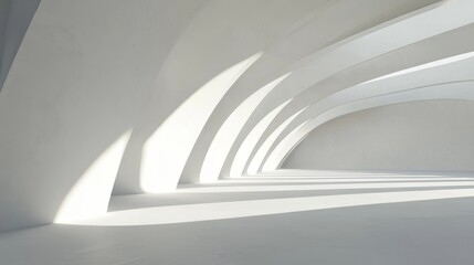 Leinwandbilder - Striped futuristic background in white. Illustration in 3d