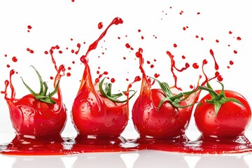 Poster - Fresh tomatoes with a small amount of blood splattered on them, ideal for crime or thriller scenes