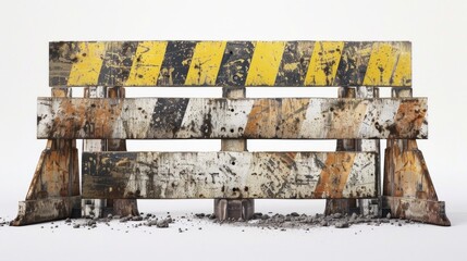 Poster - A close-up of a wooden barricade on a white background