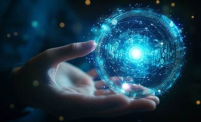 Aufkleber - A businessman creates renewable and sustainable energy with spheres of electricity in 3D