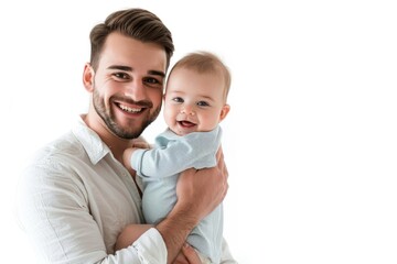 Poster - A tender moment between father and child, perfect for family-related themes or infant care marketing campaigns