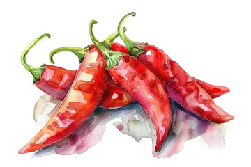 Aufkleber - A close-up image of bright red hot peppers arranged on a clean white surface
