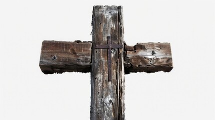 Aufkleber - A detailed image of a wooden cross against a white background, suitable for use in various contexts such as faith-based or inspirational content