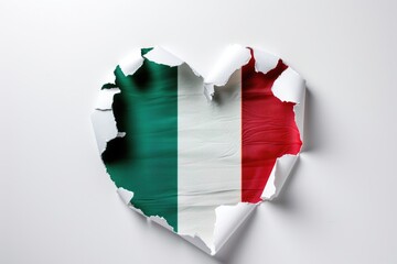 Wall Mural - A heart-shaped paper with an Italian flag design