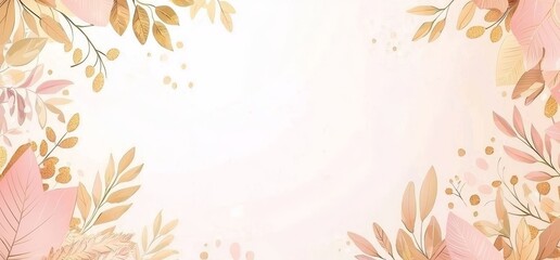 Poster - A watercolor illustration of a gentle flower and a gold splash for a nature banner background. A modern illustration of a spring floral. Abstract contemporary art.