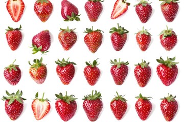 Poster - A row of fresh strawberries arranged neatly
