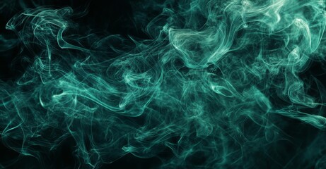 Aufkleber - Abstract black background with green and blue smoke clouds. Soft mystery horror design. Dark spooky background texture.