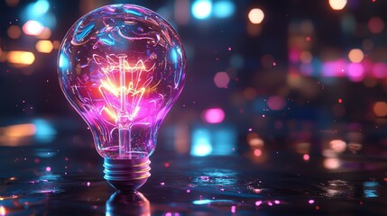 Poster - Bright colors and colorful paint explode from a creative light bulb. New idea, brainstorming concept. Banner