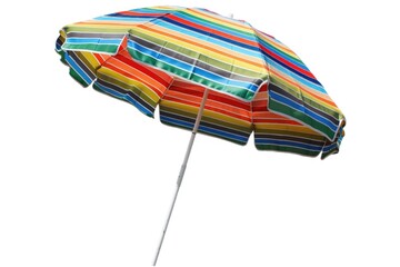 Poster - A colorful umbrella against a white background, great for travel or outdoor themed projects