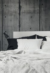 Leinwandbilder - An interior of a bedroom in the industrial style, with a frame mockup and a 3D rendering