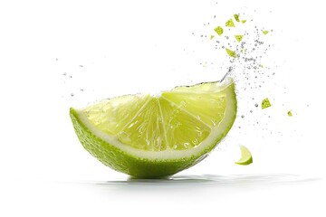 Canvas Print - A refreshing slice of lime served with a glass of water, perfect for a hot day or as a garnish