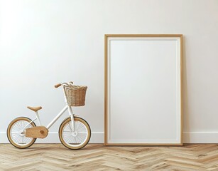 Aufkleber - The frame mockup is rendered in a 3D environment with a cozy white background for a children's room
