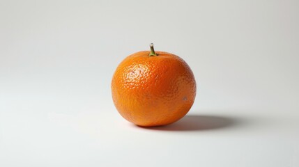 Poster - A single orange sits on a white surface