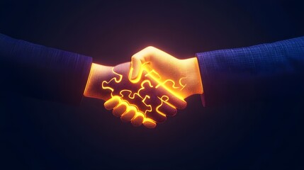 Canvas Print - Business Partnership Handshake Puzzle Concept