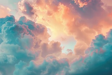 Poster - An airplane soaring through a thick layer of clouds, great for use in travel or aviation themed projects