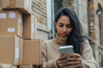 Aufkleber - A person checking their mobile device, possibly reading texts or checking notifications