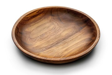 Poster - A simple wooden bowl resting on a clean white surface