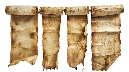 Poster - Three ancient parchments with yellowed writing, suitable for medieval or historical illustrations