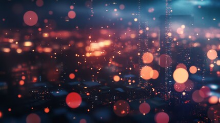Wall Mural - Bokeh lights with city