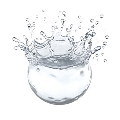 High-speed photograph of a clear water splash in mid-air against a white background, capturing the natural beauty and motion of liquid dynamics.