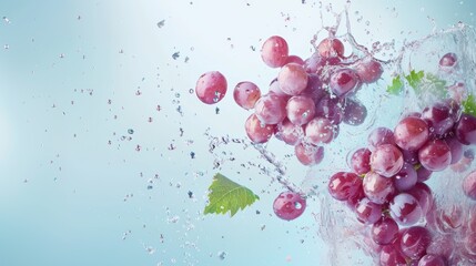 Fresh grape fruit with water splashes