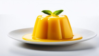 Chinese Food, Mango Pudding on white background isolated.