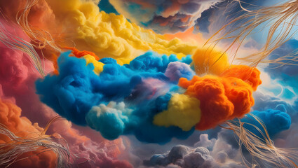 Wall Mural - Colorful clouds in the sky. Computer digital image.